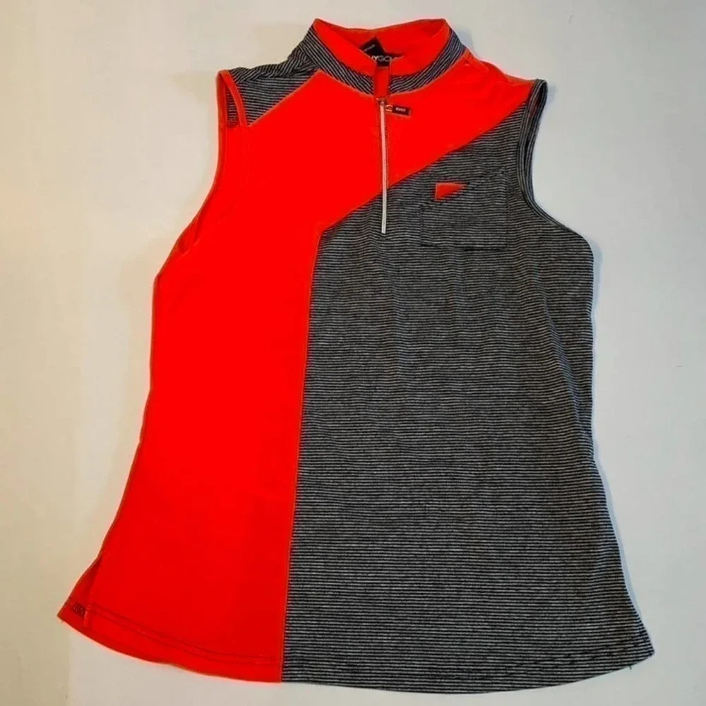 DKNY Golf sleeveless top Orange, Black and White XS